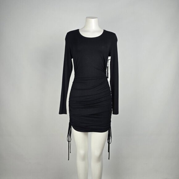 Dex Black Ruched Mini Dress Size S - Picture 1 of 5